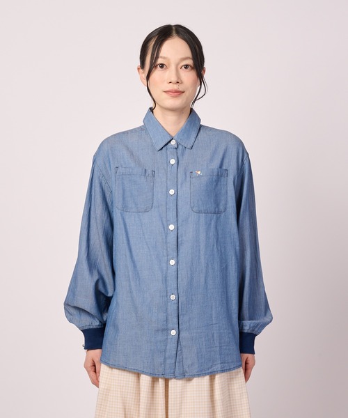 Arnold Palmer(アーノルドパーマー)の「シアー デニムシャツ(シャツ/ブラウス・レディース・ネイビー/ダークネイビー・L/M/S)」の7枚目の写真