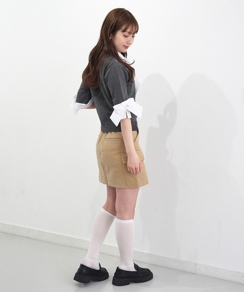 tiptop(ティップトップ)の「リボン布帛ボウタイ付カーディガン(カーディガン/ボレロ・レディース・ネイビー/チャコールグレー・FREE)」の10枚目の写真