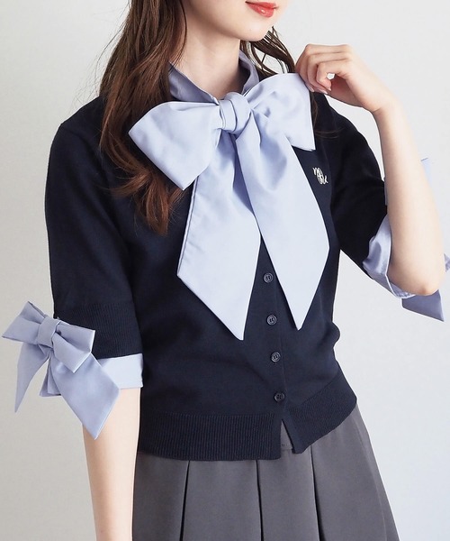 tiptop(ティップトップ)の「リボン布帛ボウタイ付カーディガン(カーディガン/ボレロ・レディース・ネイビー/チャコールグレー・FREE)」の16枚目の写真