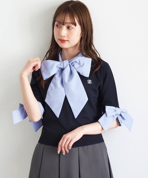 tiptop(ティップトップ)の「リボン布帛ボウタイ付カーディガン(カーディガン/ボレロ・レディース・ネイビー/チャコールグレー・FREE)」の17枚目の写真