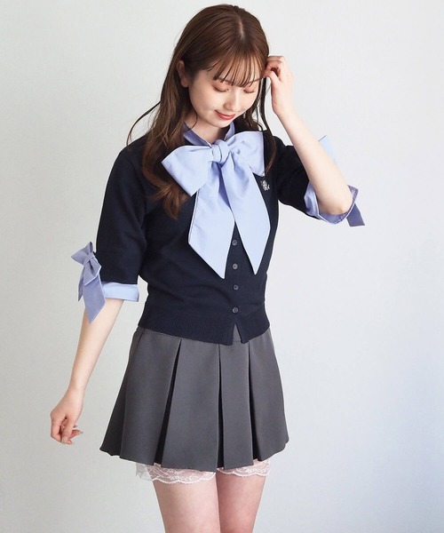 tiptop(ティップトップ)の「リボン布帛ボウタイ付カーディガン(カーディガン/ボレロ・レディース・ネイビー/チャコールグレー・FREE)」の18枚目の写真