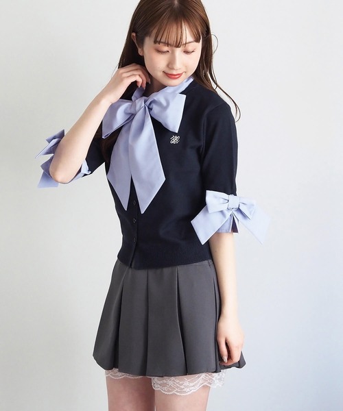 tiptop(ティップトップ)の「リボン布帛ボウタイ付カーディガン(カーディガン/ボレロ・レディース・ネイビー/チャコールグレー・FREE)」の20枚目の写真