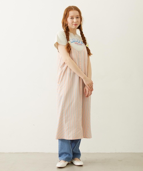MILKFED.(ミルクフェド)の「BIAS-CUT STRIPED CAMI DRESS(ワンピース・レディース・ブラック/ライトピンク/ライトブルー・ONE SIZE)」の5枚目の写真