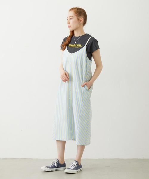 MILKFED.(ミルクフェド)の「BIAS-CUT STRIPED CAMI DRESS(ワンピース・レディース・ブラック/ライトピンク/ライトブルー・ONE SIZE)」の10枚目の写真