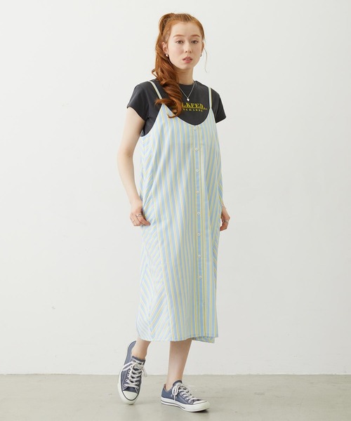 MILKFED.(ミルクフェド)の「BIAS-CUT STRIPED CAMI DRESS(ワンピース・レディース・ブラック/ライトピンク/ライトブルー・ONE SIZE)」の12枚目の写真