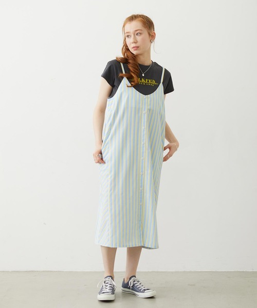 MILKFED.(ミルクフェド)の「BIAS-CUT STRIPED CAMI DRESS(ワンピース・レディース・ブラック/ライトピンク/ライトブルー・ONE SIZE)」の13枚目の写真