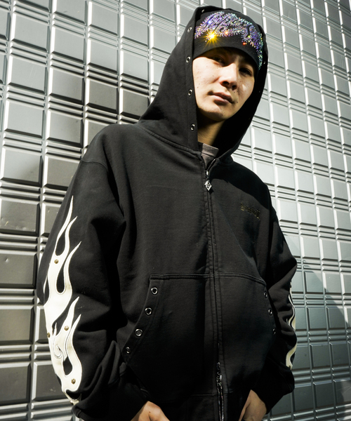 SUPPLIER(サプライヤー)の「SUPPLIER / サプライヤー Fire Tribal Patch Zip Hoodie(パーカー・メンズ・グレー/ブラック・LARGE/MEDIUM)」の4枚目の写真