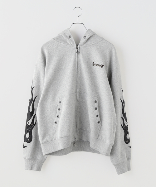 SUPPLIER(サプライヤー)の「SUPPLIER / サプライヤー Fire Tribal Patch Zip Hoodie(パーカー・メンズ・グレー/ブラック・LARGE/MEDIUM)」の5枚目の写真