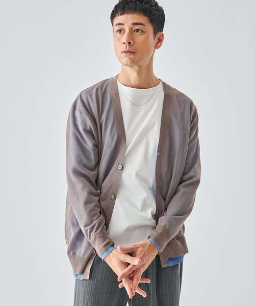 EDIFICE（エディフィス）の「2トーン レイヤード カーディガン（カーディガン/ボレロ・メンズ・ライトグリーン/ホワイト/ライトグレー/ブラック・LARGE/MEDIUM/SMALL）」の22枚目の写真