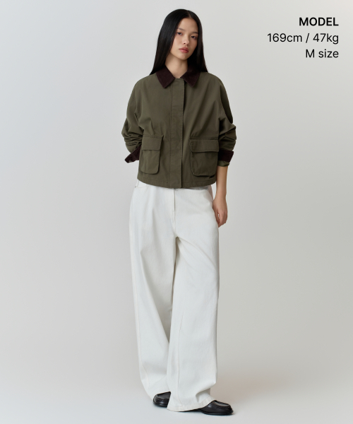 MUSINSA STANDARD WOMAN（ムシンサスタンダードウーマン）の「ウィメンズワックスドハンティングジャケット[カーキ]（ミリタリージャケット・レディース・その他・SMALL/MEDIUM/LARGE）」の2枚目の写真
