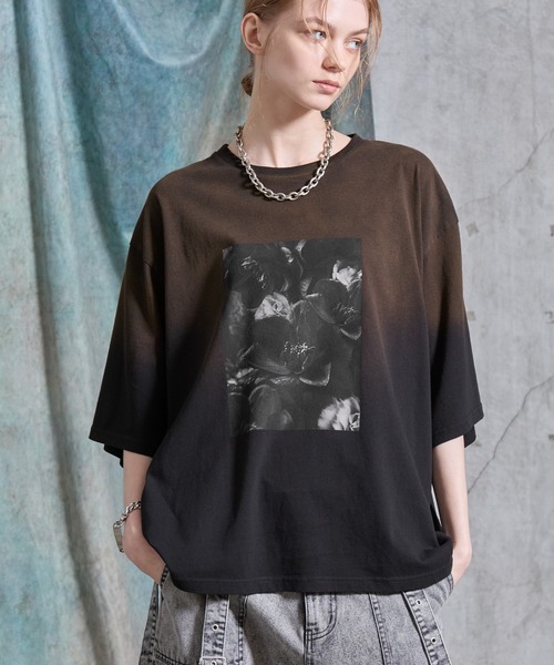 SERACE(セラス)の「【SERACE】Vintage design gradation graphic t-shirt / ヴィンテージデザイングラデーショングラフィックTシャツ(Tシャツ/カットソー・メンズ・ブラック/グレー・L/M/S)」の7枚目の写真