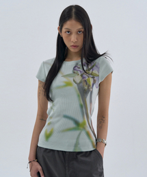 WELLBEING EXPRESS（ウェルビーイングエクスプレス）の「Flower Half Sleeve-green Mint（Tシャツ/カットソー）」