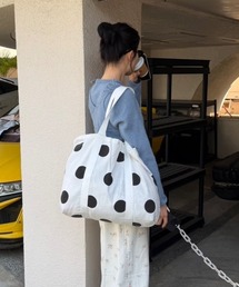 lanan select（ラナンセレクト）の「水玉大容量デニムトートバッグ（トートバッグ）」