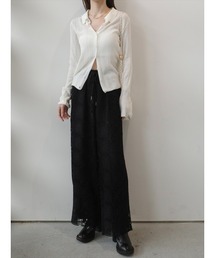 amel | パネルレース ワイドパンツ ｜ ブラック(その他パンツ)