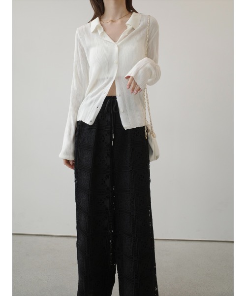 amel（エイメル）の「パネルレース ワイドパンツ ｜ ブラック（その他パンツ・レディース・ブラック・FREE）」の3枚目の写真