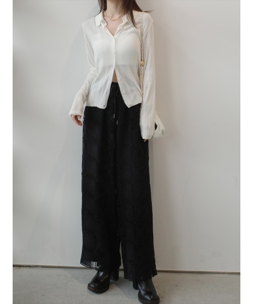 amel（エイメル）の「パネルレース ワイドパンツ ｜ ブラック（その他パンツ・レディース・ブラック・FREE）」の14枚目の写真