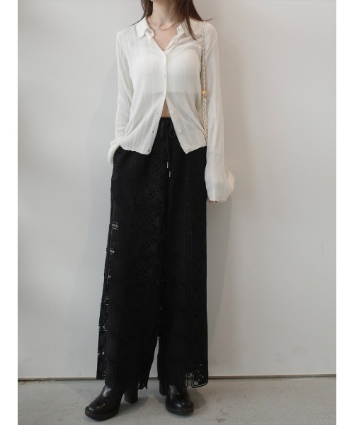 amel（エイメル）の「パネルレース ワイドパンツ ｜ ブラック（その他パンツ・レディース・ブラック・FREE）」の15枚目の写真