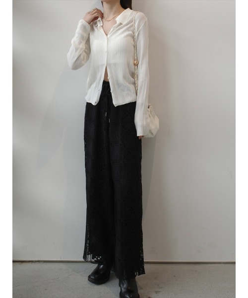 amel（エイメル）の「パネルレース ワイドパンツ ｜ ブラック（その他パンツ・レディース・ブラック・FREE）」の16枚目の写真