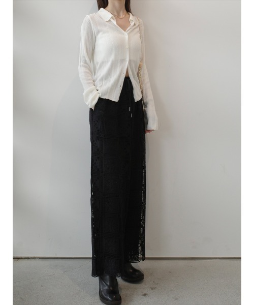 amel（エイメル）の「パネルレース ワイドパンツ ｜ ブラック（その他パンツ・レディース・ブラック・FREE）」の18枚目の写真