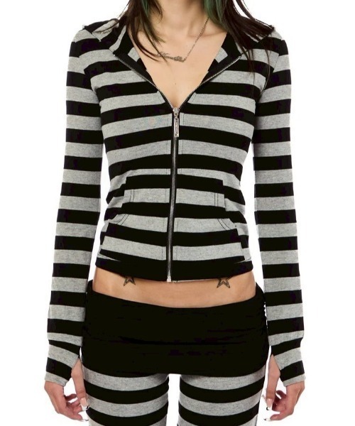 Heaven Sent(ヘブンセント)の「【HeavenSent】Eclipse Zip Up / 【ヘブンセント】バックロゴボーダージップアップパーカー(パーカー・レディース・グレー・XS/S)」の14枚目の写真