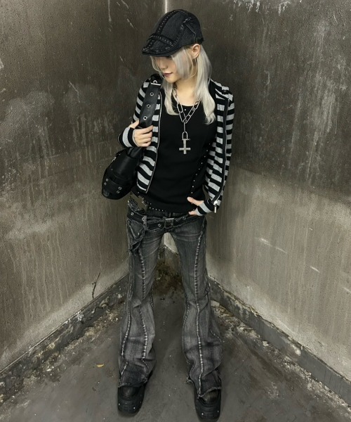 Heaven Sent(ヘブンセント)の「【HeavenSent】Eclipse Zip Up / 【ヘブンセント】バックロゴボーダージップアップパーカー(パーカー・レディース・グレー・XS/S)」の7枚目の写真