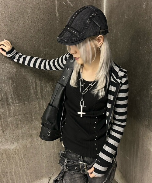 Heaven Sent(ヘブンセント)の「【HeavenSent】Eclipse Zip Up / 【ヘブンセント】バックロゴボーダージップアップパーカー(パーカー・レディース・グレー・XS/S)」の11枚目の写真