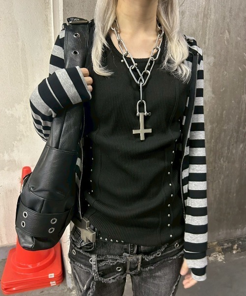 Heaven Sent(ヘブンセント)の「【HeavenSent】Eclipse Zip Up / 【ヘブンセント】バックロゴボーダージップアップパーカー(パーカー・レディース・グレー・XS/S)」の12枚目の写真