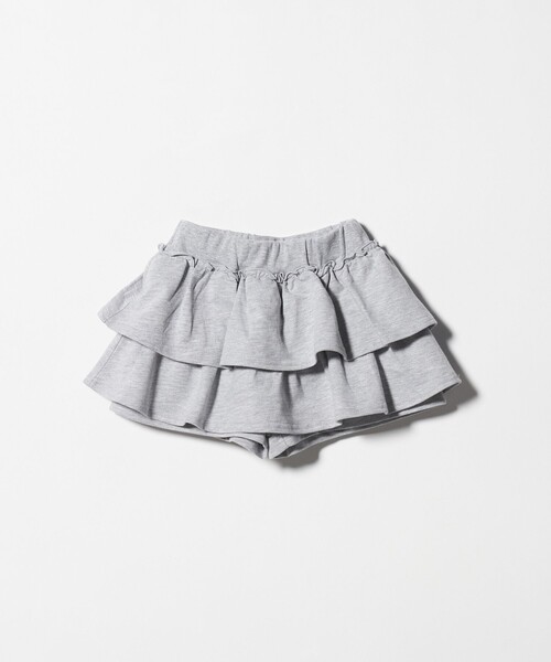 green label relaxing（グリーンレーベルリラクシング）の「ミニ裏毛 フリル キュロット（グレー）100cm-130cm（スウェットパンツ・キッズ・グレー系・130cm/100cm/110cm/120cm）」の2枚目の写真
