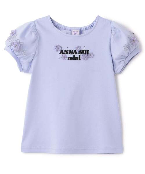 ANNA SUI mini(アナスイ・ミニ)の「【人気商品再入荷】【直営店で取り扱い無し】袖チュール花ロゴ半袖Tシャツ(Tシャツ/カットソー・キッズ・ラベンダー/ホワイト・120cm/130cm/140cm/150cm)」の2枚目の写真
