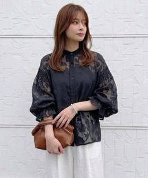 2WAYふんわりボリューム袖シアーブラウス