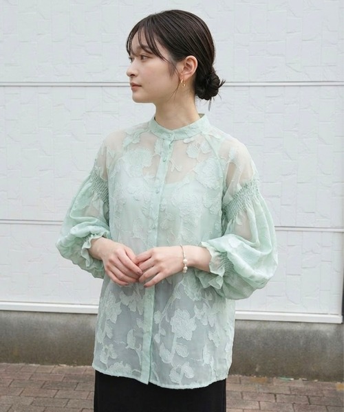 Belle Cie(ベルシー)の「2WAYふんわりボリューム袖シアーブラウス(シャツ/ブラウス・レディース・ホワイト/アイボリー/ミント/ネイビー/ブラック・FREE)」の16枚目の写真