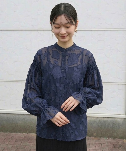 Belle Cie(ベルシー)の「2WAYふんわりボリューム袖シアーブラウス(シャツ/ブラウス・レディース・ホワイト/アイボリー/ミント/ネイビー/ブラック・FREE)」の20枚目の写真