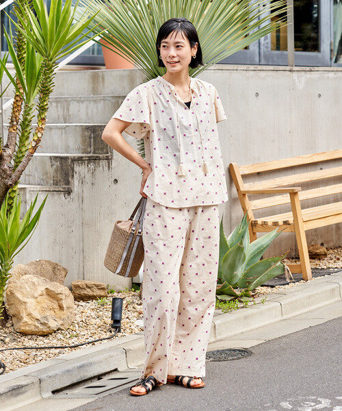 インド 総柄刺繍 イージーパンツ＜セットアップ対応＞（その他パンツ