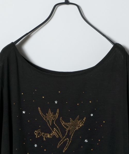 JEANASIS(ジーナシス)の「【25quee】ラインストーンボートネックTEE/680986(Tシャツ/カットソー・レディース・ホワイト系その他/パープル系その他/ブラック系その他・FREE)」の5枚目の写真