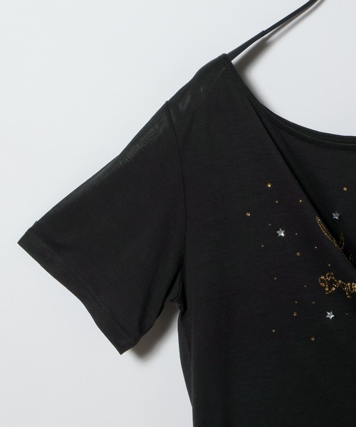JEANASIS(ジーナシス)の「【25quee】ラインストーンボートネックTEE/680986(Tシャツ/カットソー・レディース・ホワイト系その他/パープル系その他/ブラック系その他・FREE)」の6枚目の写真