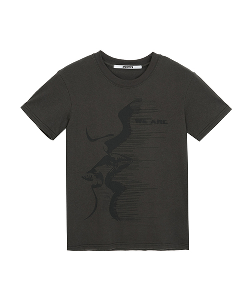 PORTERNA(ポルテナ)の「MAD KISS SHORT SLEEVE T-SHIRT-2COLOR(Tシャツ/カットソー・レディース・チャコールグレー/ホワイト・OS)」の1枚目の写真