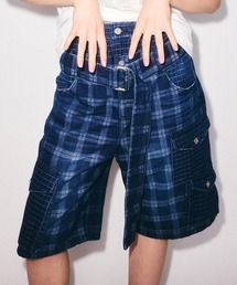 Candy Stripper（キャンディストリッパー）の「CHECK SAGGING DENIM HALF パンツ（デニムパンツ）」
