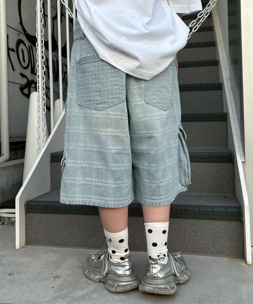 Candy Stripper(キャンディストリッパー)の「CHECK SAGGING DENIM HALF パンツ(デニムパンツ・レディース・ライトインディゴブルー/ブルー系その他・FREE)」の15枚目の写真