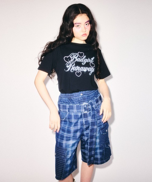Candy Stripper(キャンディストリッパー)の「CHECK SAGGING DENIM HALF パンツ(デニムパンツ・レディース・ライトインディゴブルー/ブルー系その他・FREE)」の17枚目の写真