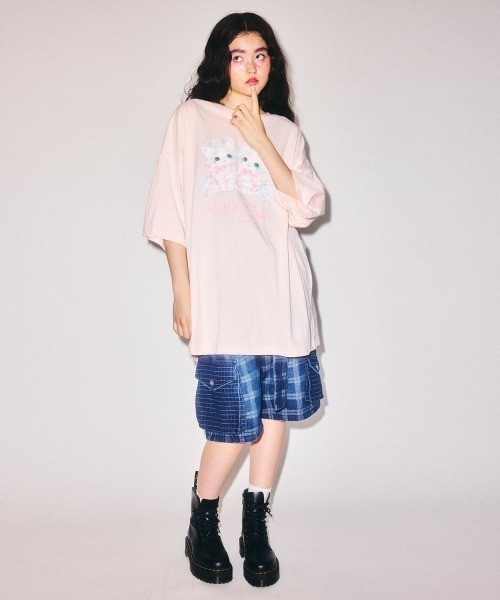 Candy Stripper(キャンディストリッパー)の「CHECK SAGGING DENIM HALF パンツ(デニムパンツ・レディース・ライトインディゴブルー/ブルー系その他・FREE)」の20枚目の写真