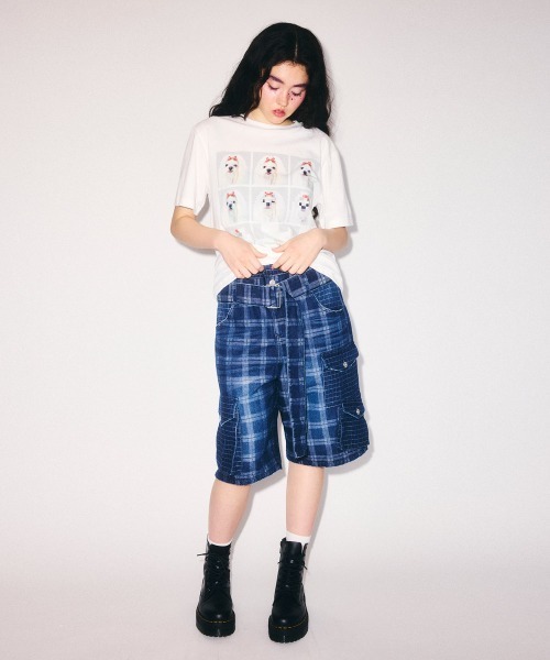 Candy Stripper(キャンディストリッパー)の「CHECK SAGGING DENIM HALF パンツ(デニムパンツ・レディース・ライトインディゴブルー/ブルー系その他・FREE)」の21枚目の写真