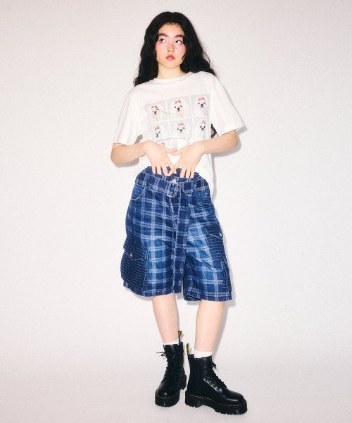 Candy Stripper(キャンディストリッパー)の「CHECK SAGGING DENIM HALF パンツ(デニムパンツ・レディース・ライトインディゴブルー/ブルー系その他・FREE)」の22枚目の写真
