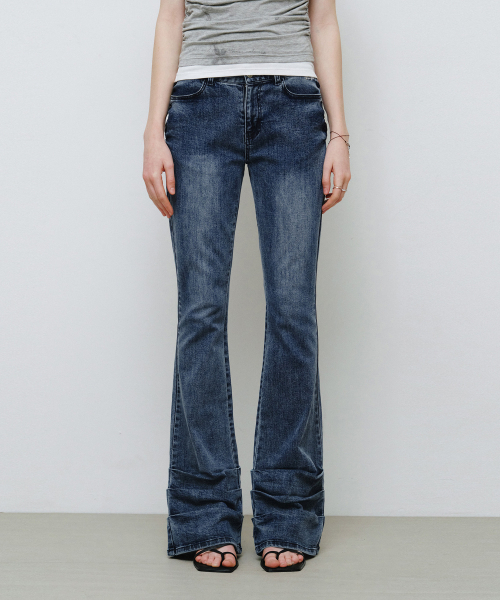 MONGDOL(モンドル)の「サイドシャーリングローライズブーツカットパンツブルーMDPT075BLUE(その他パンツ・レディース・その他・SMALL/MEDIUM/LARGE)」の1枚目の写真