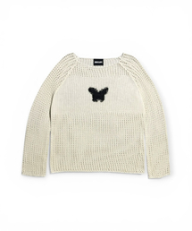 Butterfly Sheer Open Knit Top (Beige)