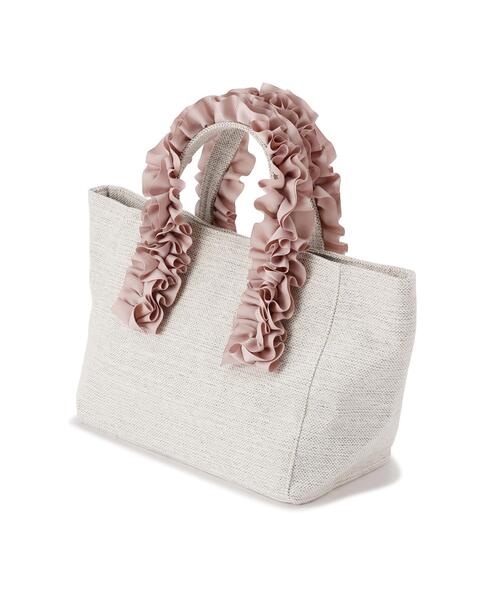 EDIT COLOGNE（エディットコロン）の「フリルハンドルトートバッグ（ショルダーバッグ・レディース・ブラック/ピンク・ﾌﾘ-）」の3枚目の写真