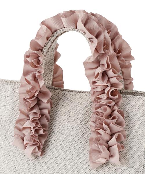 EDIT COLOGNE（エディットコロン）の「フリルハンドルトートバッグ（ショルダーバッグ・レディース・ブラック/ピンク・ﾌﾘ-）」の4枚目の写真