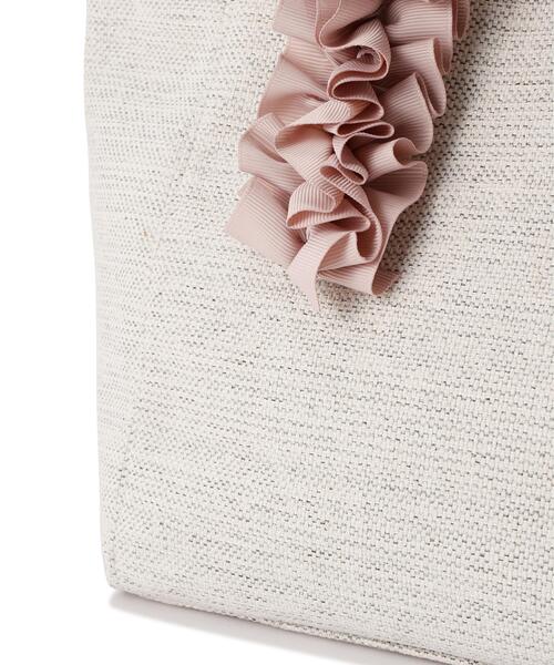 EDIT COLOGNE（エディットコロン）の「フリルハンドルトートバッグ（ショルダーバッグ・レディース・ブラック/ピンク・ﾌﾘ-）」の5枚目の写真