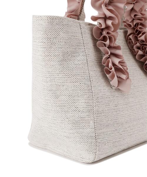 EDIT COLOGNE（エディットコロン）の「フリルハンドルトートバッグ（ショルダーバッグ・レディース・ブラック/ピンク・ﾌﾘ-）」の6枚目の写真