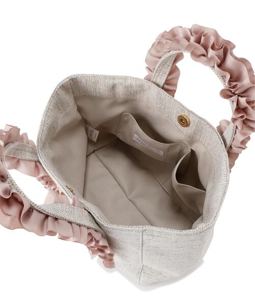 EDIT COLOGNE（エディットコロン）の「フリルハンドルトートバッグ（ショルダーバッグ・レディース・ブラック/ピンク・ﾌﾘ-）」の8枚目の写真