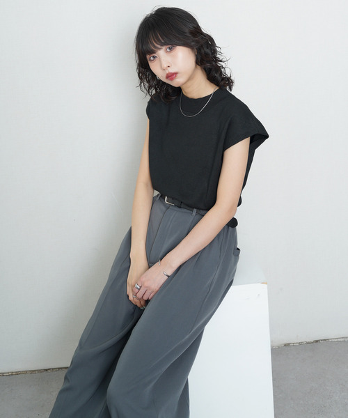 Chillfar(チルファー)の「フレンチスリーブサマーニット(ニット/セーター・レディース・ブラック/アイボリー/ブルー/ネイビー系/グレー・FREE)」の14枚目の写真